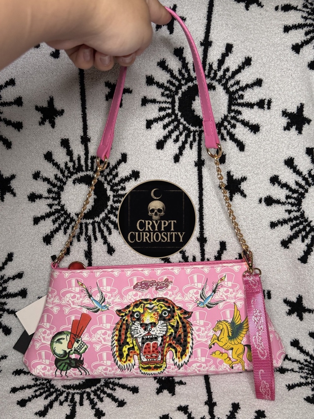 Ed Hardy pink tiger shoulder bag